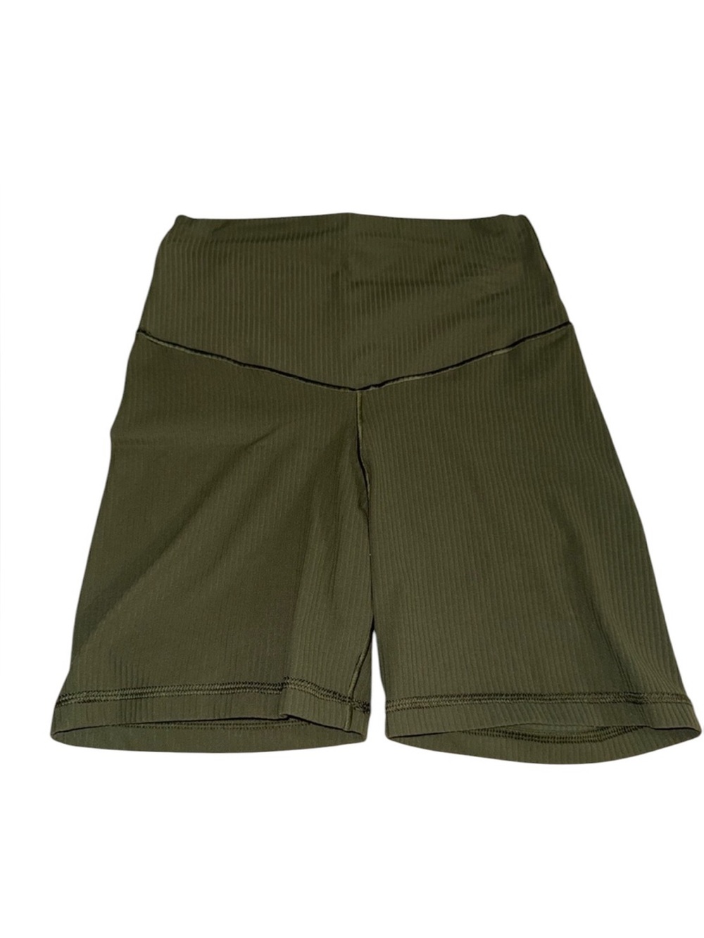 aerie Olive Ribbed High-Waist Bike Shorts